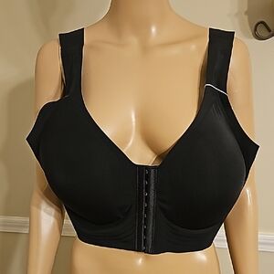 Supportive Black Front-Closure Full Coverage Bra